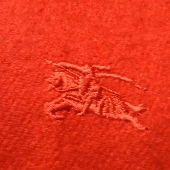 Luxury Vintage Red Cashmere Burberry Scarf Embroidered Logo Fall Winter Scarves - Picture 4 of 5